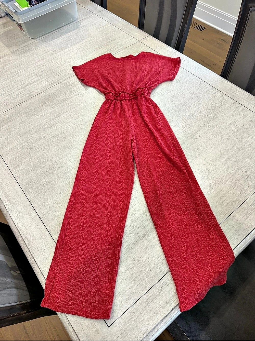 Zara Girls Red Textured Jumpsuit Size 10-12 Like New